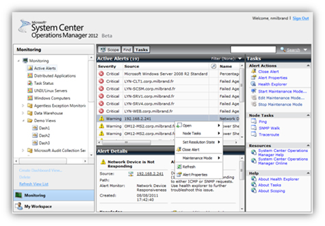 SCOM 2012 : Les interfaces d’administration